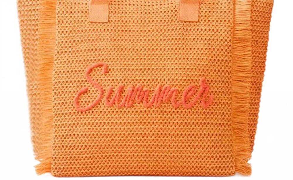 NEW 3AM BY H&D ACCESSORIES women's woven straw fringe with summer embroidery tot